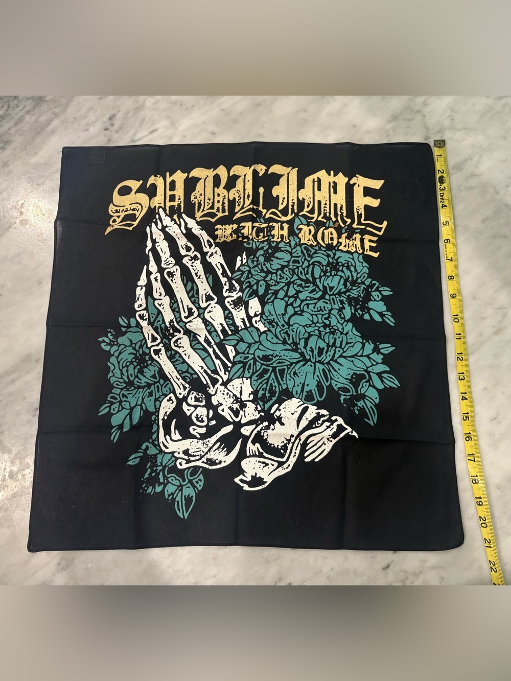 Sublime with Rome Bandana – Skeleton Hands Floral Design – Black